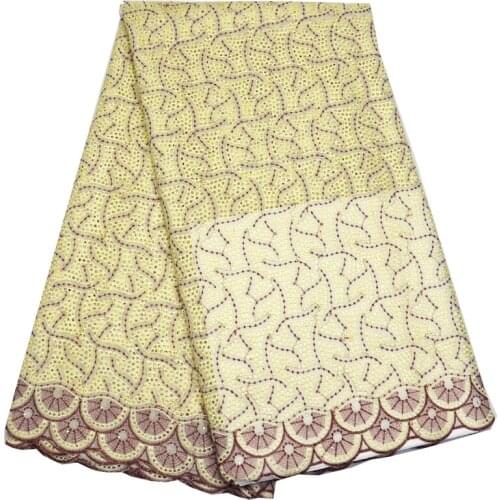 Free shipping (5yards/pc) high quality cream African dry cotton lace fabric Swiss lace fabric for wedding party dress CLP74