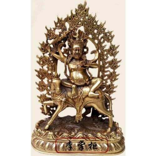 32cm Bronze Buddha Protector Auspicious Tianmu Purple Horse Guardian statues