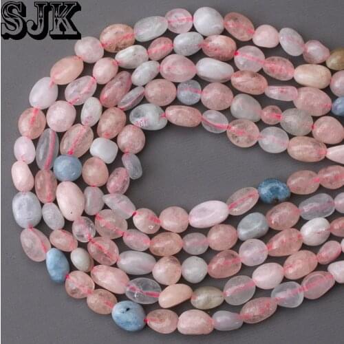 Natural Stone Lrregular Morganite Gravel Beads 4-6mm 8-10mm DIY Bracelet Necklace Earring For Jewelry Making Accessories