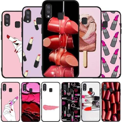 Lipstick black soft phone Case For Samsung A10 20 30 40 50 30S 50S 60 70 M10 M30S M40 A31 51 71 A20E A10E A21S