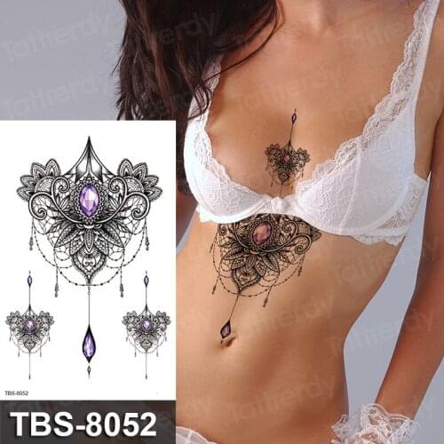 Black Henna Lace Mandala Temporary Tattoos Sticker For WOmen Butterfly Mehndi Flower Fake Tatoo Sticker Feather Tattoo Lotus