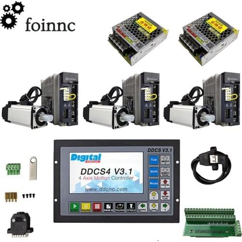 CNC kit ddcsv3.1 motion control system 3-axis 750W 220V servo motor kit 75W24V DC power supply * 2 Z-axis with brake