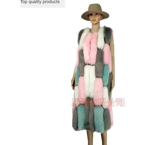 Colorful Fur Vest Women 2020 Winter Fashion Long Faux Fur Vests Woman Warm Sleeveless Faux Coats Female Outwear chaqueta mujer