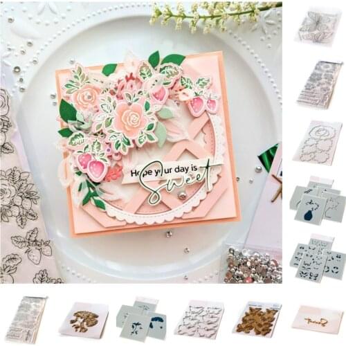 Flowers and Berries Butterfly Cutting Dies Stamps Stencil Hot Foil Scrapbook Diary Decoration Embossing Template DIY Handmade