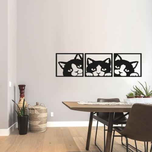 Decorative 3 Pcs Cat Wall Decor, Wood Decorative Table, Laser Cut