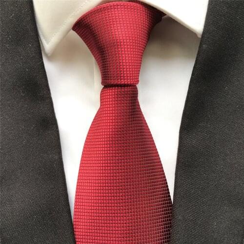 10 cm Width New Design Mens Ties Jacquard Woven Neck Tie Corbatas Solid Burgundy Wine Checkers Grids Neckties
