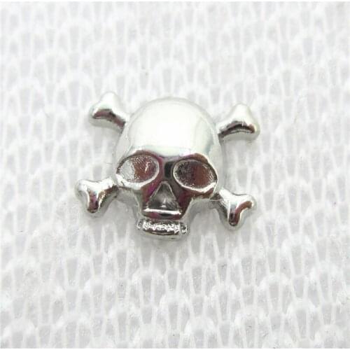 Hot Selling 30pcs/lot Skull Floating Charms Living Glass Memory Floating Lockets Pendants Charms DIY Jewelry Sport Charm