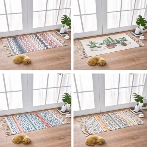 Cotton Tassel Home Weave Carpets Welcome Foot Pad Bedroom Study Room Floor Rugs Prayer Mattress