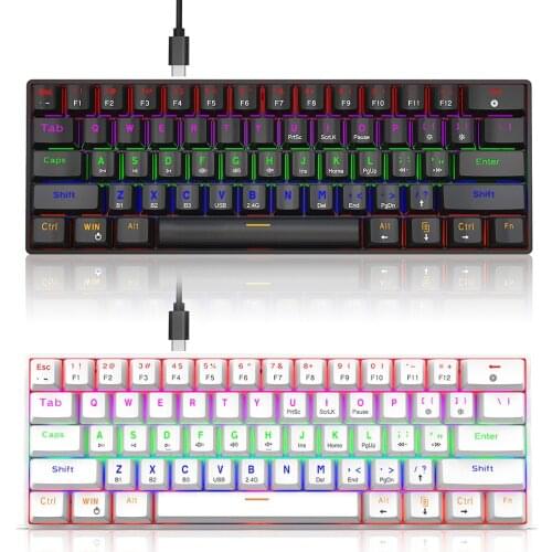 HXSJ L800 Three-mode Mechanical Keyboard 61 Keys RGB Keyboard Support BT5.0/2.4G/USB Wired Connection with Blue Switches