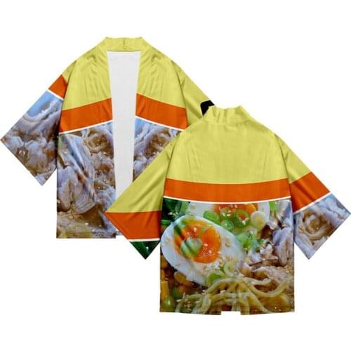 Japan Ramen Noodle Soup 3d Print Kimono Shirt Costume Fashion Men Seven Point Sleeve Tops Cardigan Jackets Streetwear Plus Size