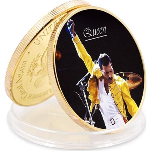 Queen Silver Coin Freddie Mercury Commemorative Challenge Coins Collectibles Gold Play Eagle Back for Christmas Gift