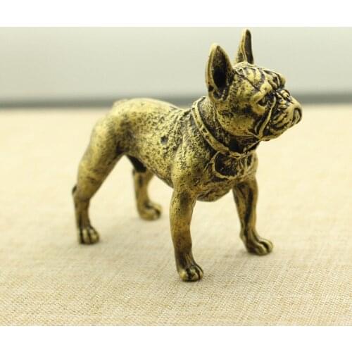 Ornaments Brass Bulldog Exquisite Pure Copper Tea Pet Wenwan Handle Gifts Hand-made Model Ornaments Home Office Ornaments