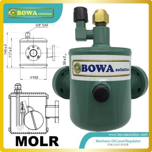 Mechanic oil level regulators balance and maintain reasonable oil level in different parallel compressors to protect they system