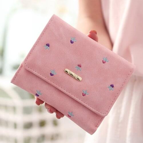 2018 New 3 Fold Embroidery Floral Small Wallets Women Leather Short Carteira Lady Card Holder Mujer Coin Purse