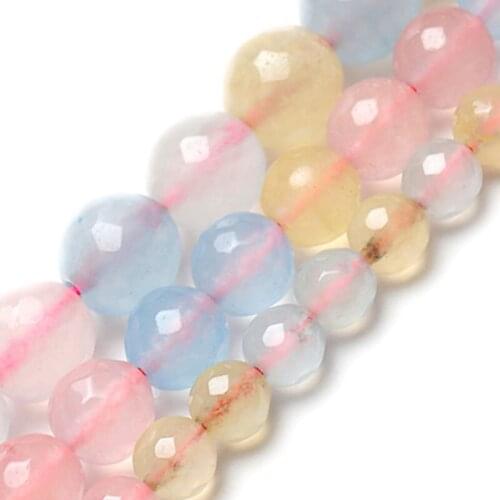 Wholesale Natural Stone Pink Faceted Crystal Quartz Round Loose Beads 15" Strand 6 8 10 12MM Pick Size For Jewellery Making