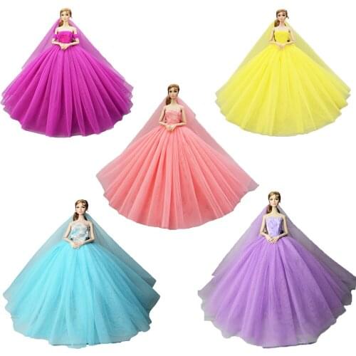 Dress + Veil / Gorgeous 15 Colors Voile Party Evening Gown Clothing Outfit For 1/6 Xinyi Kurhn Barbie FR Doll barbie clothes
