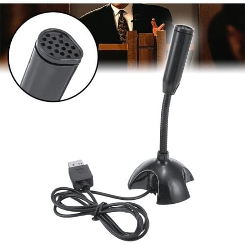 1pcs DC 4.5V Adjustable Desktop USB Speech Chatting Microphone Mic with Holder For PC Computer Laptop