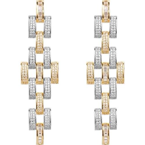 TIRIM Luxury Pixel Dangle Earrings for Women Wedding & Engagement Trendy Drop Full Cubic Ziron Charm Fashion Jewelry Accessory