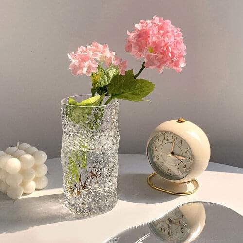 Bark Pattern Transparent Glass Water Cup Creative Hydroponic Vase Makeup Brush Bucket Gift for Girlfriend Modern Home Decoration