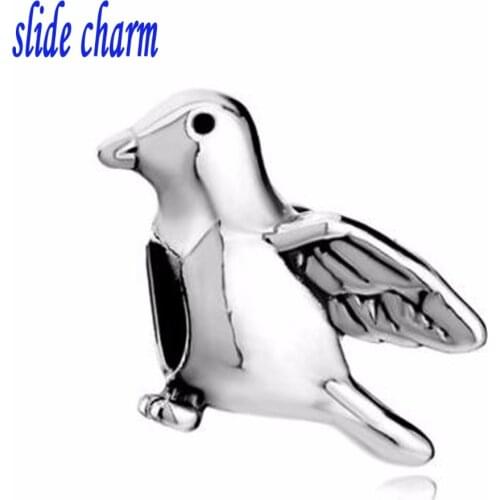Slide charm Free shipp Valentines Day gift for children and peace messenger pigeons DIY charm beads fit Pandora charm bracelets
