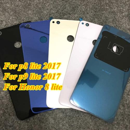 High quality Glass Battery Door Rear back Cover case for Huawei Honor 8 lite Ascend P8 Lite 2017 / p9 lite 2017