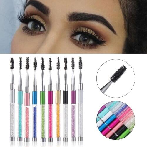Rhinestone Eyebrow Brush Mascara Spiral Wand Applicator Lashes Extension Comb Makeup Tool