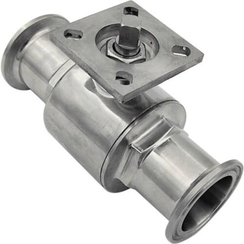 High Platform 2-way Ball Valve SS304 Sanitary Tri Clamp Ball Valve Quick Install fit Pipe OD 19-102mm with Bracket