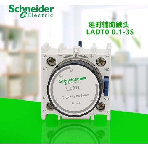 Delayed auxiliary contact module contactor air delay contact LADT0 one open one closed power on delay, 0.1 ... 3 seconds