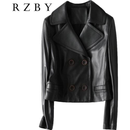 Jacket Leather Genuine Short Natural Sheepskin Coat Female 자켓 Spring Autumn Womens Clothing 2021 Mujer Chaqueta RZBY307