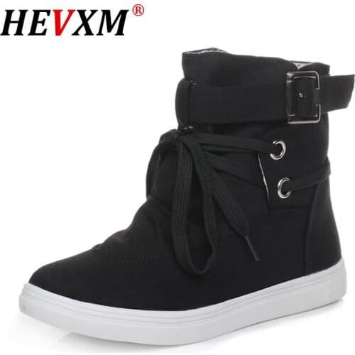 2021 HOT Autumn Women Boots Casual Canvas Shoes Woman Flats Solid Ankle Boots Black and Grey Platform Shoes Woman S008