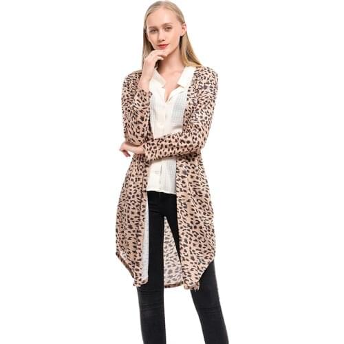 Women Cotton Coat Casual Long Sleeve Elastic Leopard Female Thin Loose