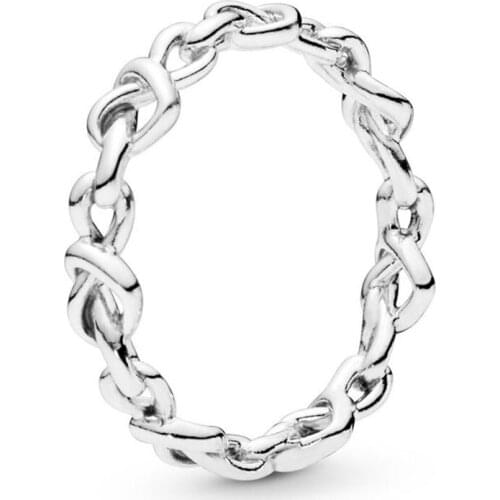 Authentic 925 Sterling Silver Knotted Hearts Band Fashion Ring For Pandora Women Bead Charm Gift DIY Jewelry