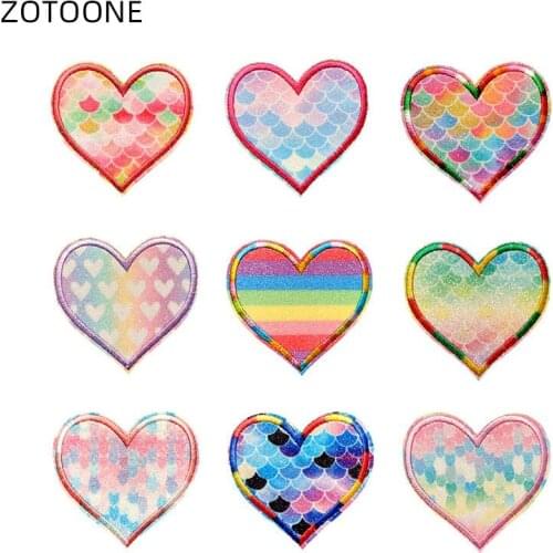 ZOTOONE Iron on Stripes Patches Colorful Heart Patch for Clothing Jeans DIY Badge for Kids Sew on Stickers Clothes Applique G