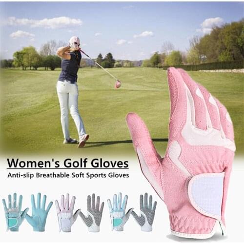 1Pair Women Breathable Microfiber Golf Gloves Soft Sport Anti-slip Golfer Full Finger