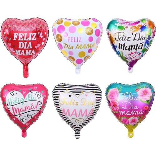 10pcs NEW 18inch Printed Spanish Mother Foil Balloons Mothers Day Heart Shape I Love You Mama Balloon Gifts Birthday Decoration