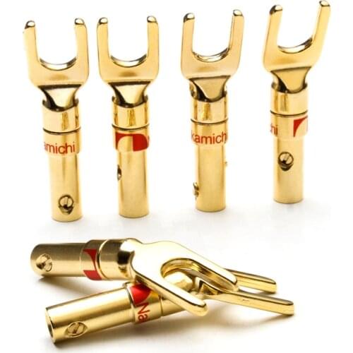 12PCS Y -Type Banana Plugs Gold Plated Speaker Plug Wire Male Copper Connectors Set For Audio Loudspeaker Amplifier Adapters