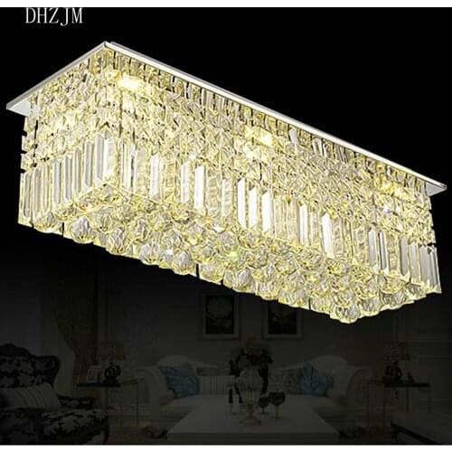 Free shipping luxury modern crystal ceiling light for home rectangle lustres de sala L50*W25*H21cm indoor lighting
