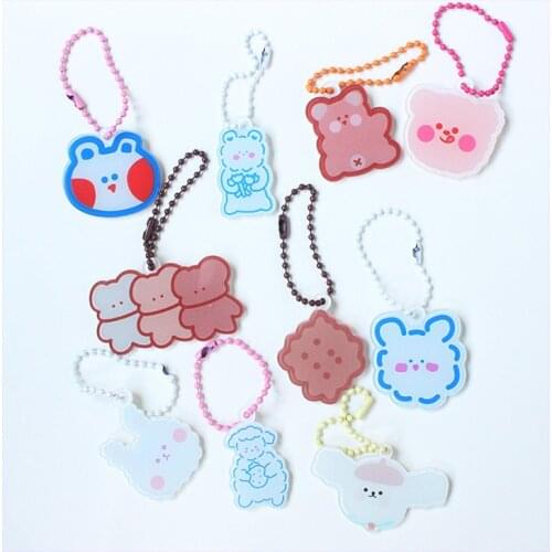 Cute Cartoon Bear Key Chain Student Pencil Bag Decorative Pendant Schoolbag Hanging Chain Creative Accessories Key Management