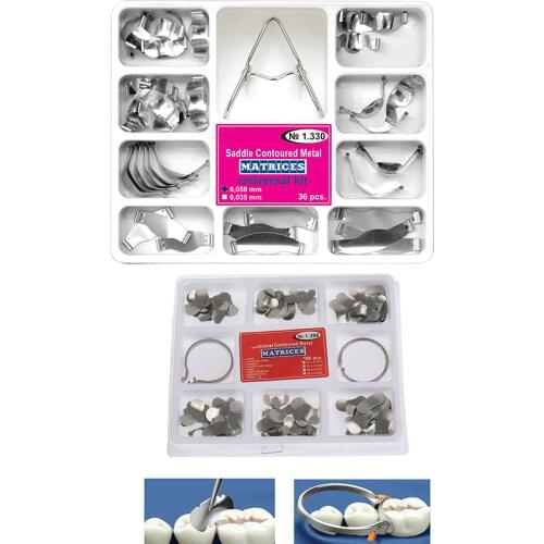 Cesoon 1Set Dental Metal Sectional Contoured Matrices Matrix Assortment 1.330/1.398 Dentist Materials