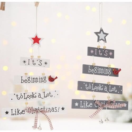 Wood Christmas Decoration Fashion Lightweight Nice-looking Christmas Tree Pendant Letters Hanging Ornament for Party