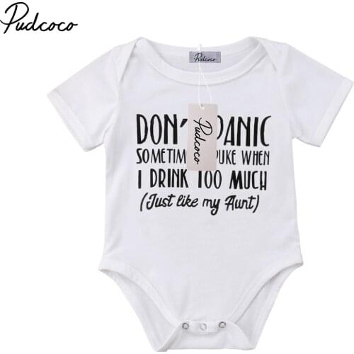 2018 Brand New Newborn Toddler Baby Girls Boy Summer Casual Romper Short Sleeve Letter White Jumpsuits Outfit 0-18M Baby Clothes