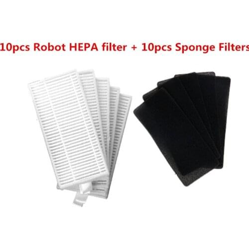 10pcs robot HEPA filter + 10pcs sponge filter for CONGA EXCELLENCE Robotic Vacuum Cleaner Parts DEEBOT N79S N79 Eufy RoboVac 11