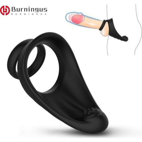 Silicone Cock Ring on Penis Vibrator Sex Men Dick Delayed Ejaculation Adults Toys for Couples Clitoral Erotic Male Masturbator