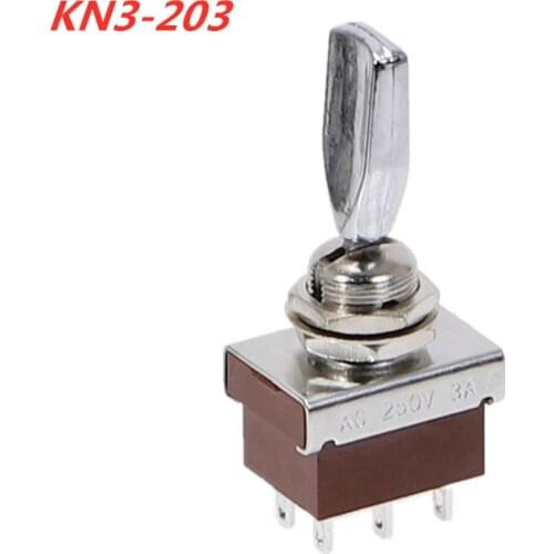 KN3-203 Rocker Latching Toggle Switch 3 Positions ON-OFF-ON 3A/250V Handle Switch 6pins