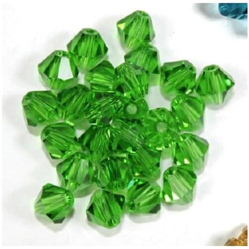 Crystal Glass 3mm 4mm Peridot Colour Crystal Glass Bicone Bead,European Charms Bicone Crystal Bead For Lightings