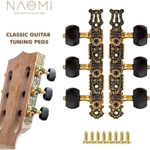 NAOMI Alice AO-020HV3P Classical Guitar Tuners 1:14 Gear Ratio Gold-plated Alloy Panel High Quality Machine Head w/ Ebony Button