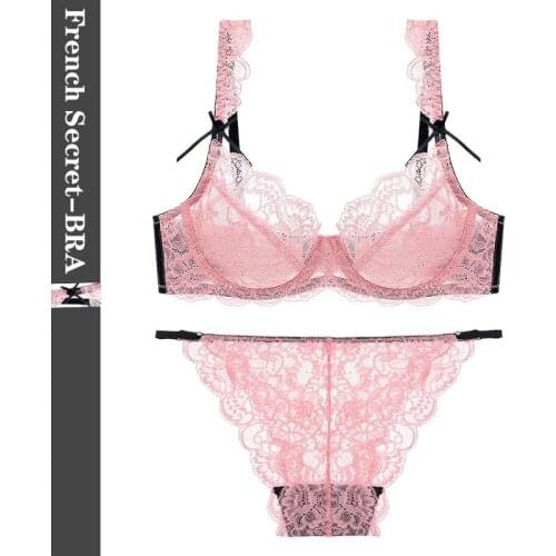 French Secret Ultra-Thin Push up plus Size Sweet Cute Lace Bra Set Underwear for Women bras for women womens lingerie