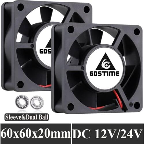 2pcs Gdstime 60mm DC 24V 12V 5V Cooling Fans 2Pin Brushless 2PIN 3PIN 6cm 6020 for Computer PC CPU Cooler Fan 60x60x20MM