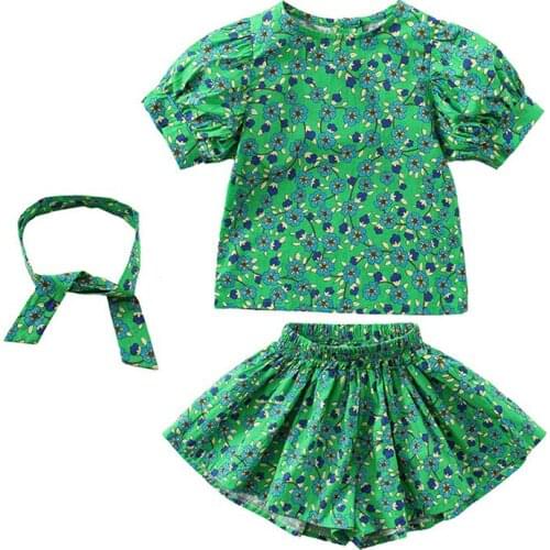 2021 Baby Girls Summer T Shirt+Shorts Dress 2PCS Clothing Set Kid Preppy Style Dresses Children Vestido Princess Party Clothing