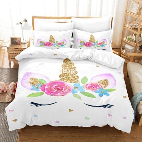 Hot Unicorn Bedding Set Duvet Cover Cartoon Bedclothes Colorful Animal Printed Comforter Twin Full Kids Girl Baby Cute Bed Set